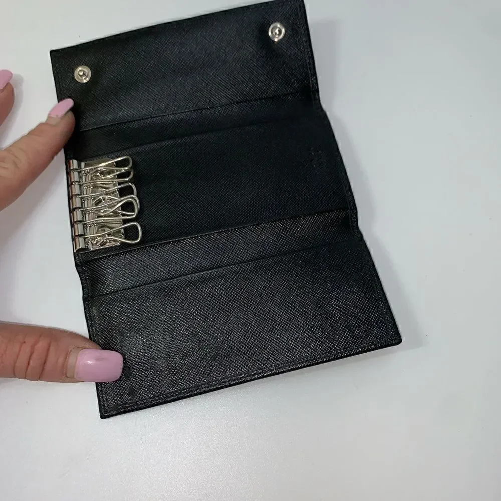 Authentic Prada Saffiano Leather 6 Key Wallet Black